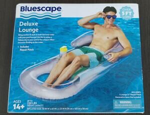 Bluescape Deluxe Lounge Inflatable Pool Float Over 5Ft Long Age 14 & up Cup-Hold